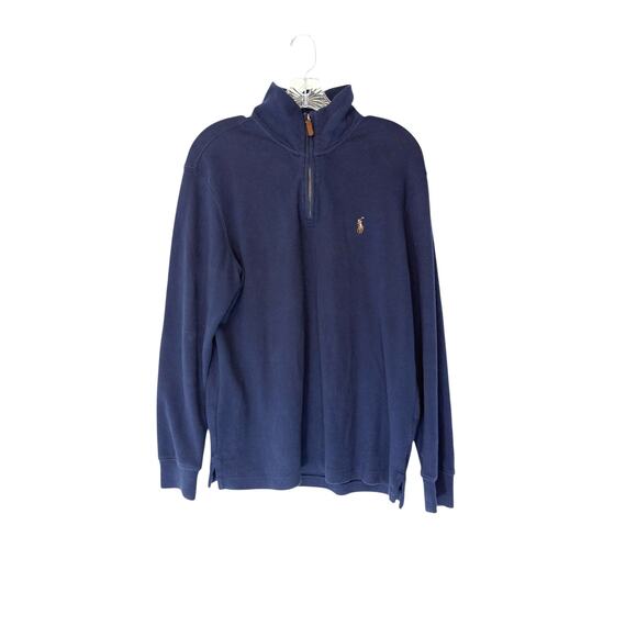 Polo Ralph Lauren Men's Half Zip Pullover Navy Blue Estate Rib Preppy Small - Picture 1 of 12